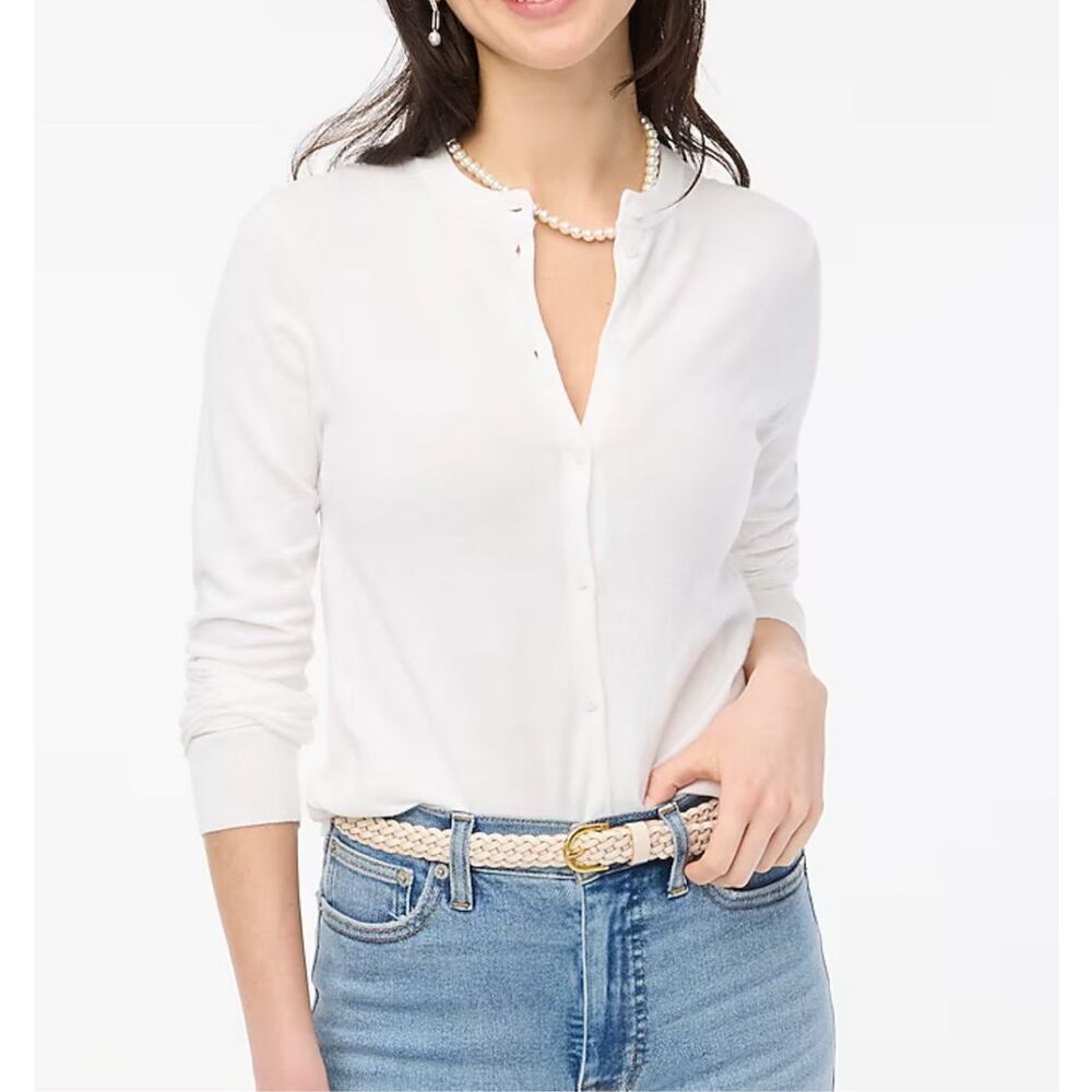 J. Crew NWOT Classic Cotton Cardigan Sweater White Size S